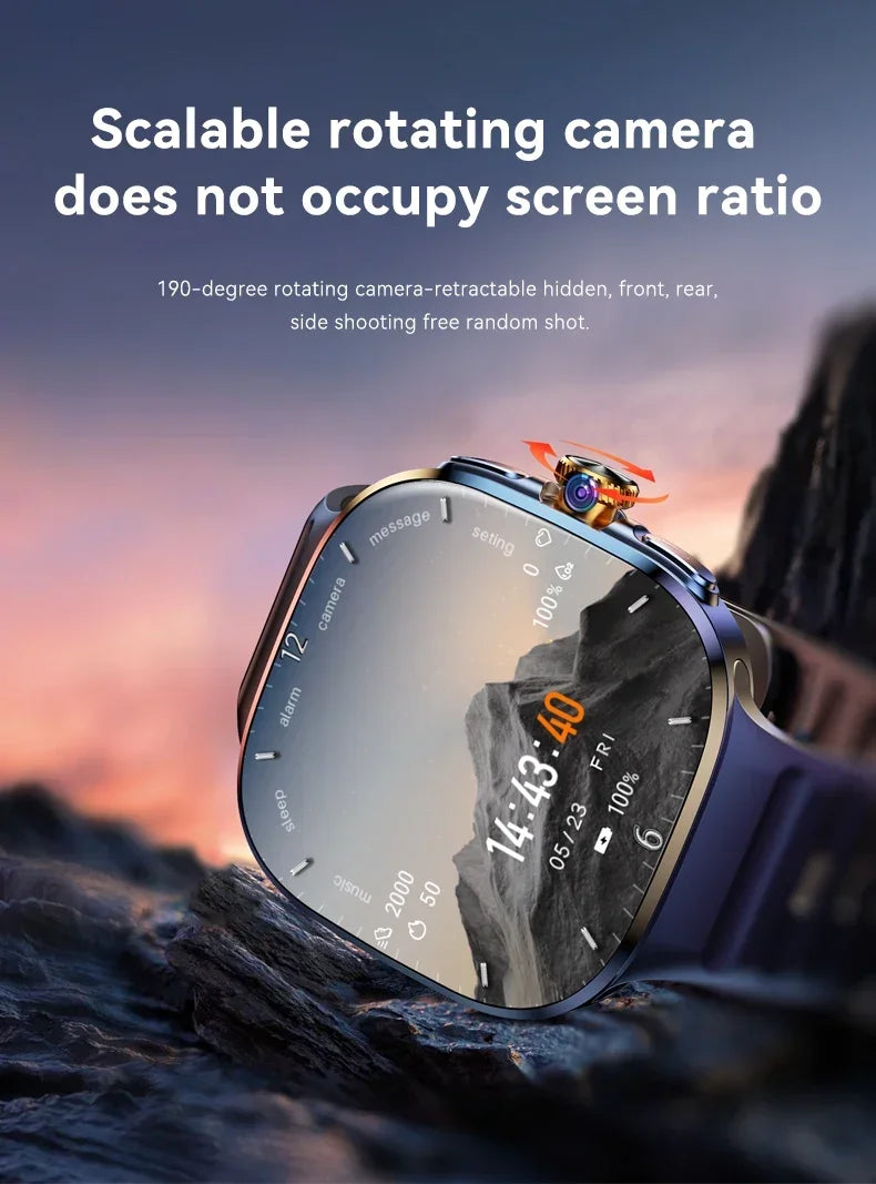 NEW Smartwatch 5G with 2.4" HD Screen 190° Rotating Camera WIFI 3D Stereo Navigation Compass NFC Bluetooth Smart Watch Men Women