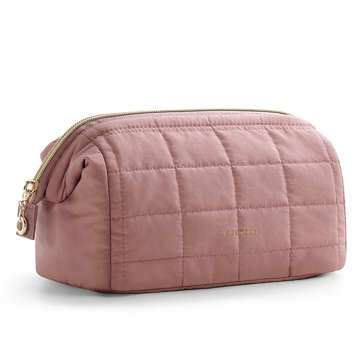 BAGSMART Makeup Bag Puffy Padded Make Up Bags for Women Makeup Organizer Case Wide-open Pouch Toiletry Bag Travel Essentials
