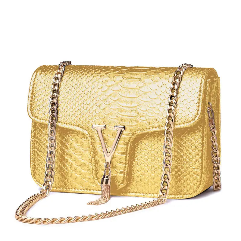 Crocodile Chain Small Crossbody Bags for Women,Black Luxury Brand Shoulder Bag,European Female Fashion Trend New Design Handbags
