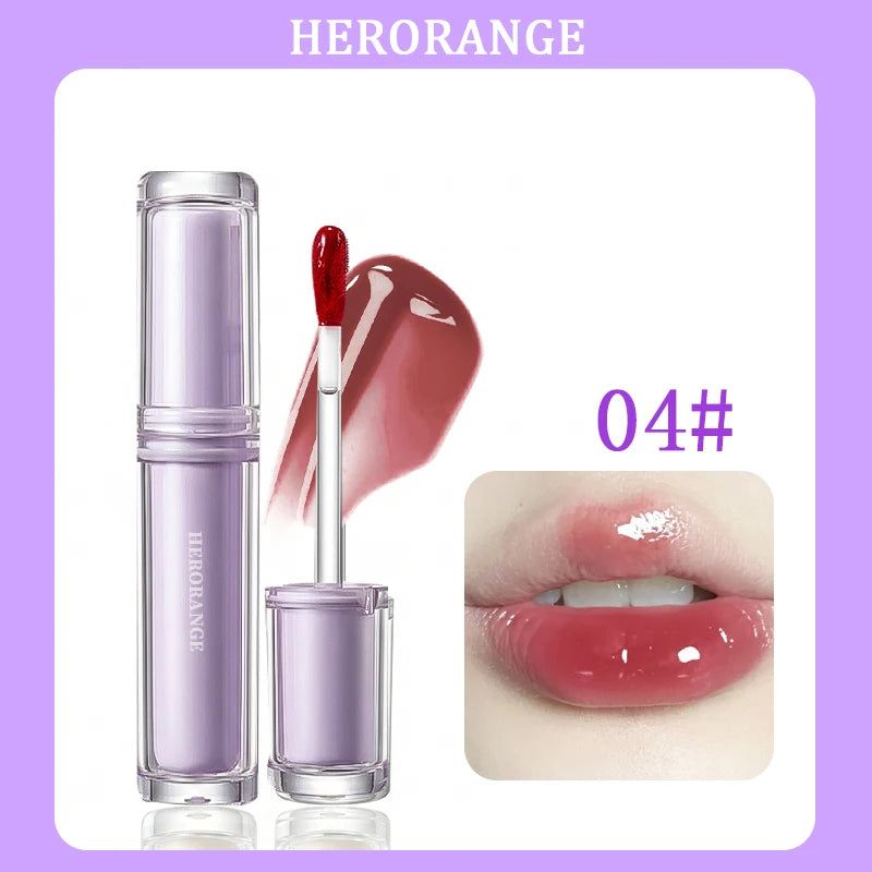Herorange Iced Tea Gloss Lip Gloss Moisturizing Non-Drying Plump Lips Korean Style for Daily Bare Makeup