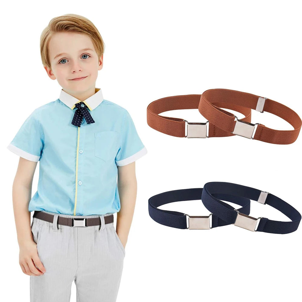 Student Kids Toddler Uniform Belts for Boys Girls Adjustable Stretch Elastic Luxury Brand Belt with Buckle for Kids Waist Belts