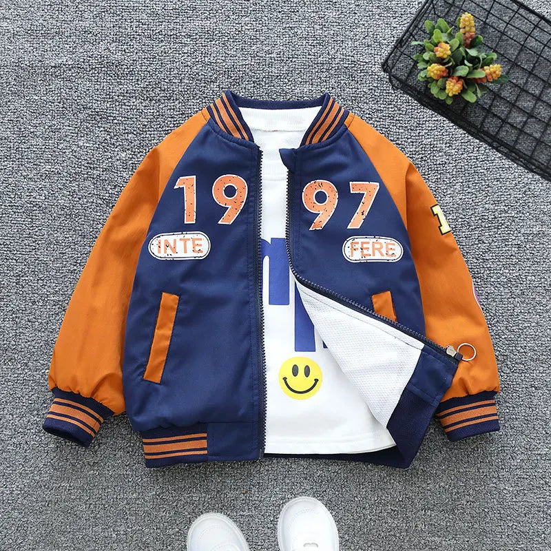 Spring Autumn Boys Letter Cardigan Jacket Coat Toddler Kids Outerwear Casual Sports Coats Children Clothing for 2-12 Years