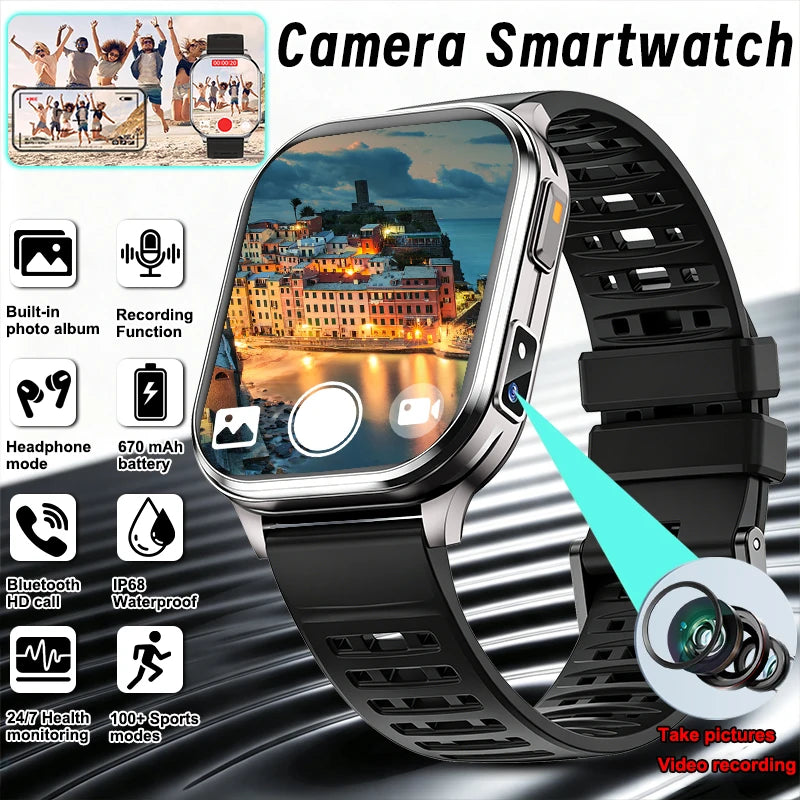 2026 New Smart Watch With Camera Men Women Photos Record Video Health Sports Fitness IP68 Waterproof Call Recording Smartwatches