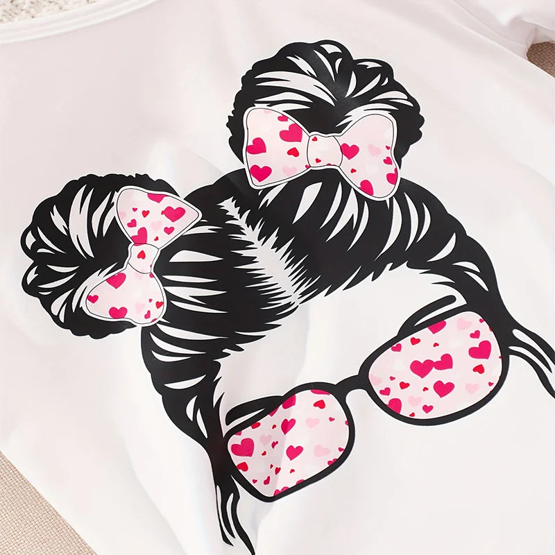 Two Piece Summer Girl Cute And Fashionable Print Off Shoulder Strap Short Sleeved Mesh Skirt Set Daily Party And Party Set