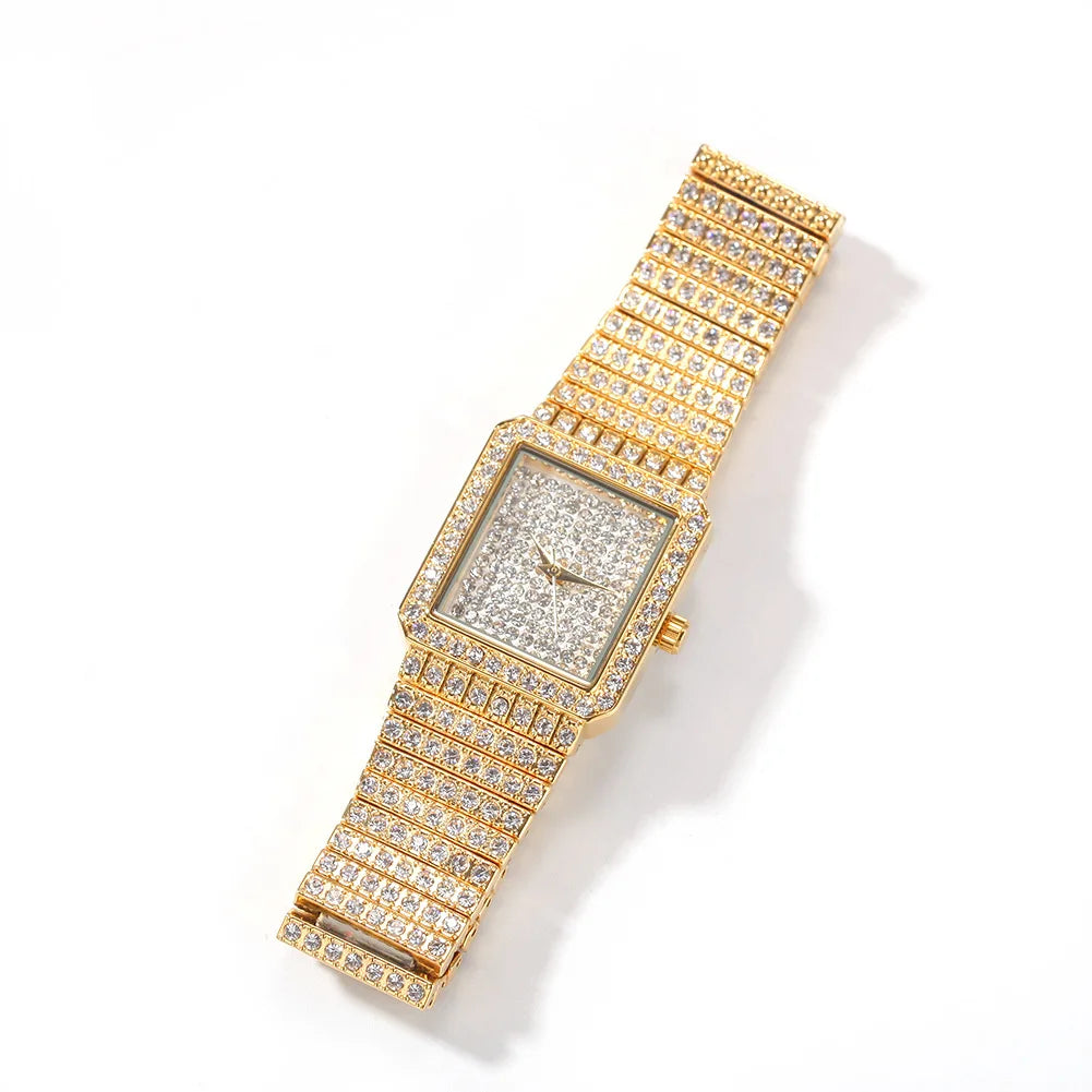 Diamond Square Women Watch Gold Silver Luxury Ladies Dress Quartz Watch Casual Simple Couple Wristwatches Dames Horloges