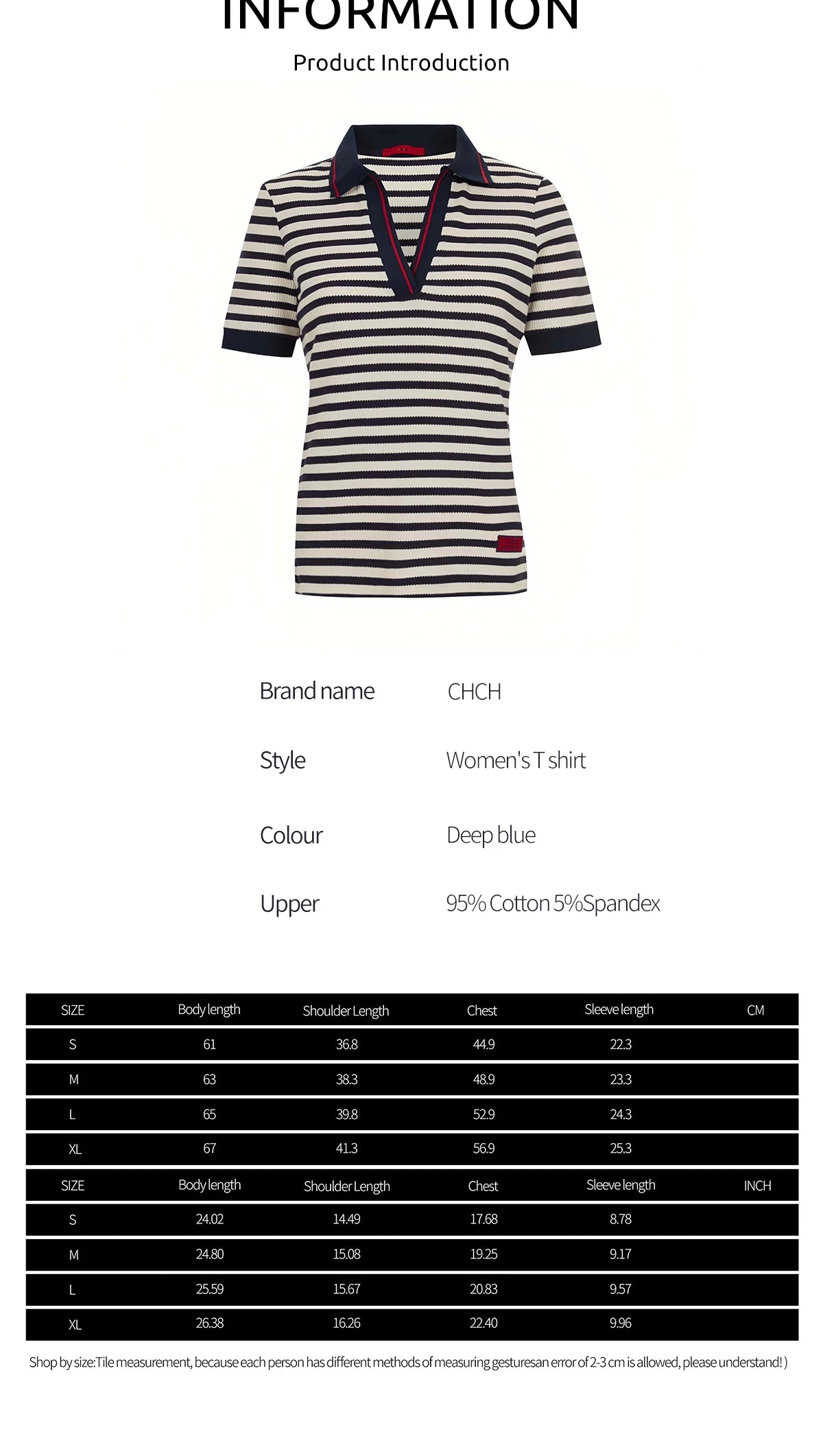CHCH Fashion Stripe Knitted Polo Neck T Shirt For Women Soft Chic Short Sleeve Casual Pullovers 2025 Summer New Lady Street Tops