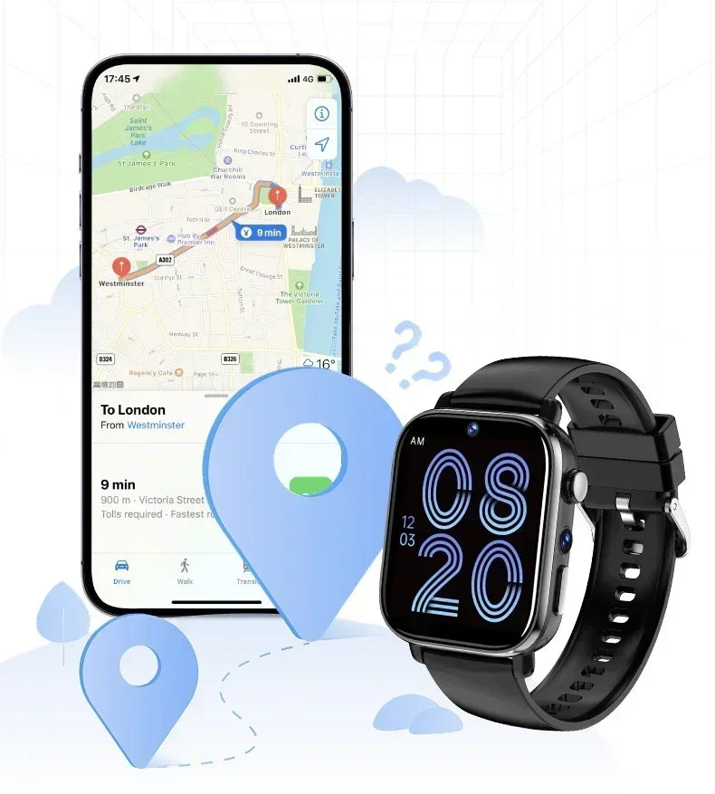 New Smart Watch with Full Touch HD Display, Built-in GPS & WiFi, Support SIM Card, Life Waterproof