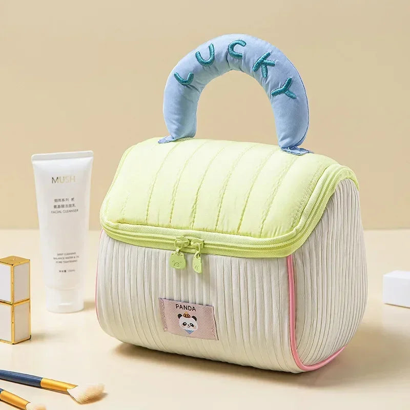 Makeup Bag Large Capacity Cartoon House Shape Toiletry Bag Cute Portable Handheld Storage Bags Travel Storage Organizer