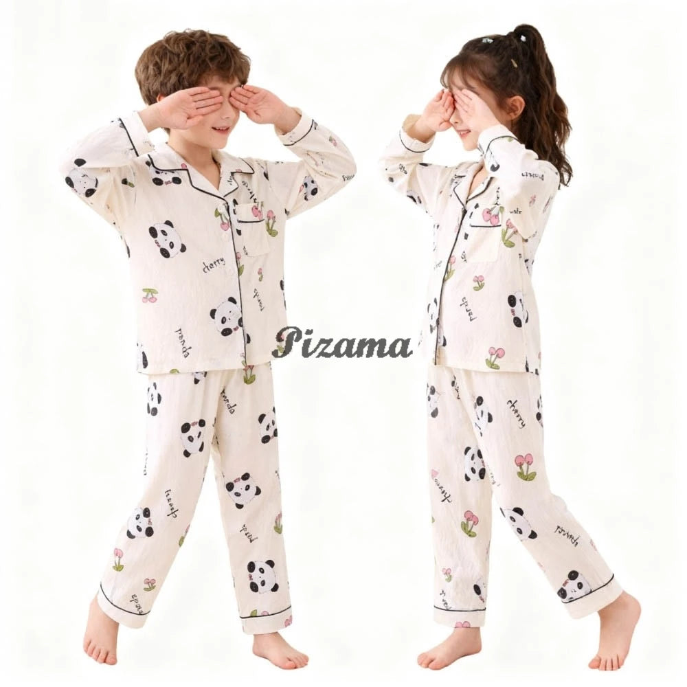 Spring Autumn Winter Teen Girls Pajamas Sets Children 2 Piece Full Sleeve Loungewear Kids Pyjamas Button Down Pijama Teen Niña