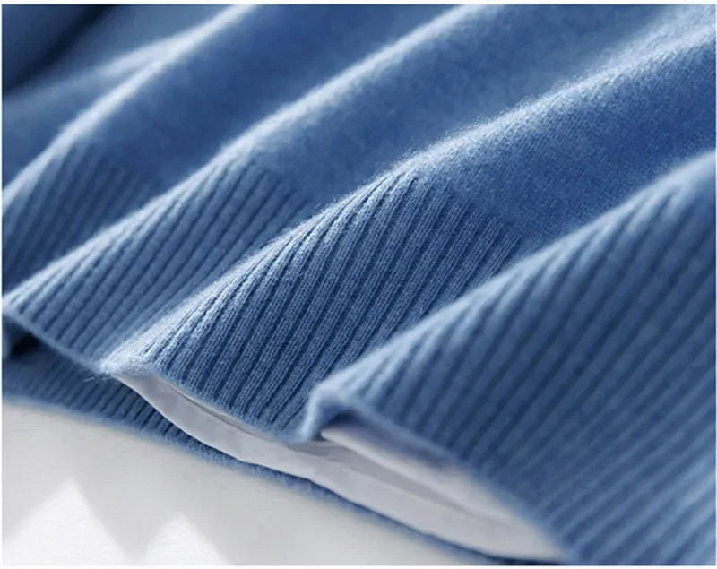 Soft Cashmere Sweater Men's Clothing Autumn Winter Pullover Business Casual Bottom V-neck Knitted Woolen Slim Fit Knitwear Male