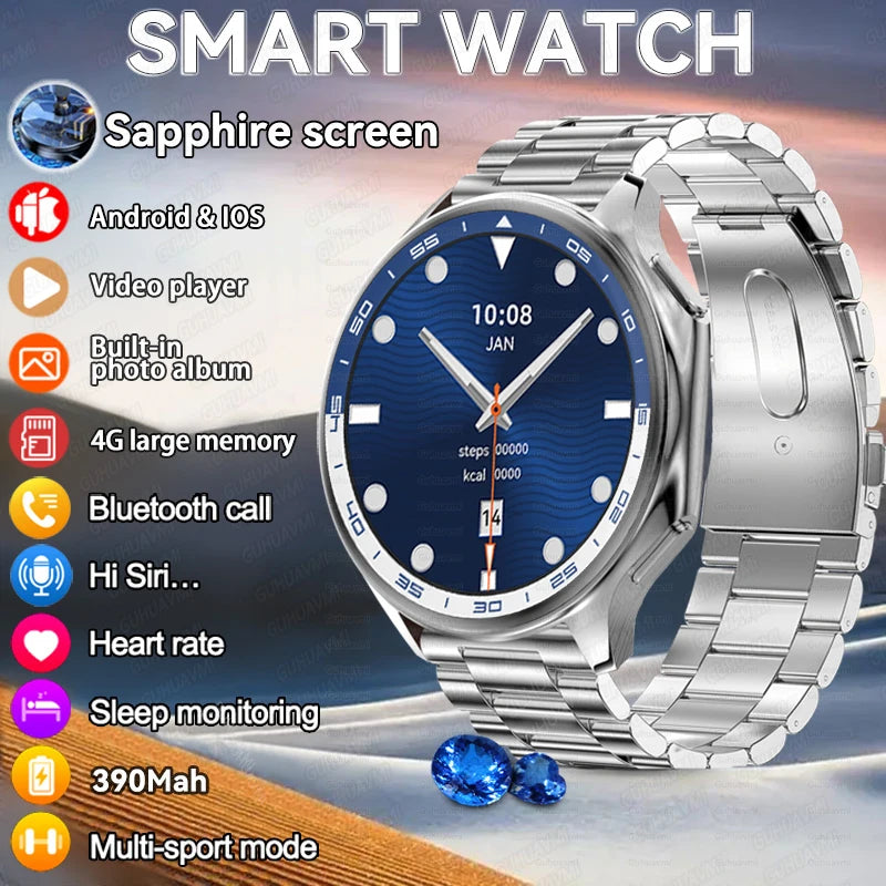 New 3D visual surround Smart Watch For OPPO Mens Audio and video playback Waterproof Smartwatch 1.43 inch HD 466*466 Sport Watch