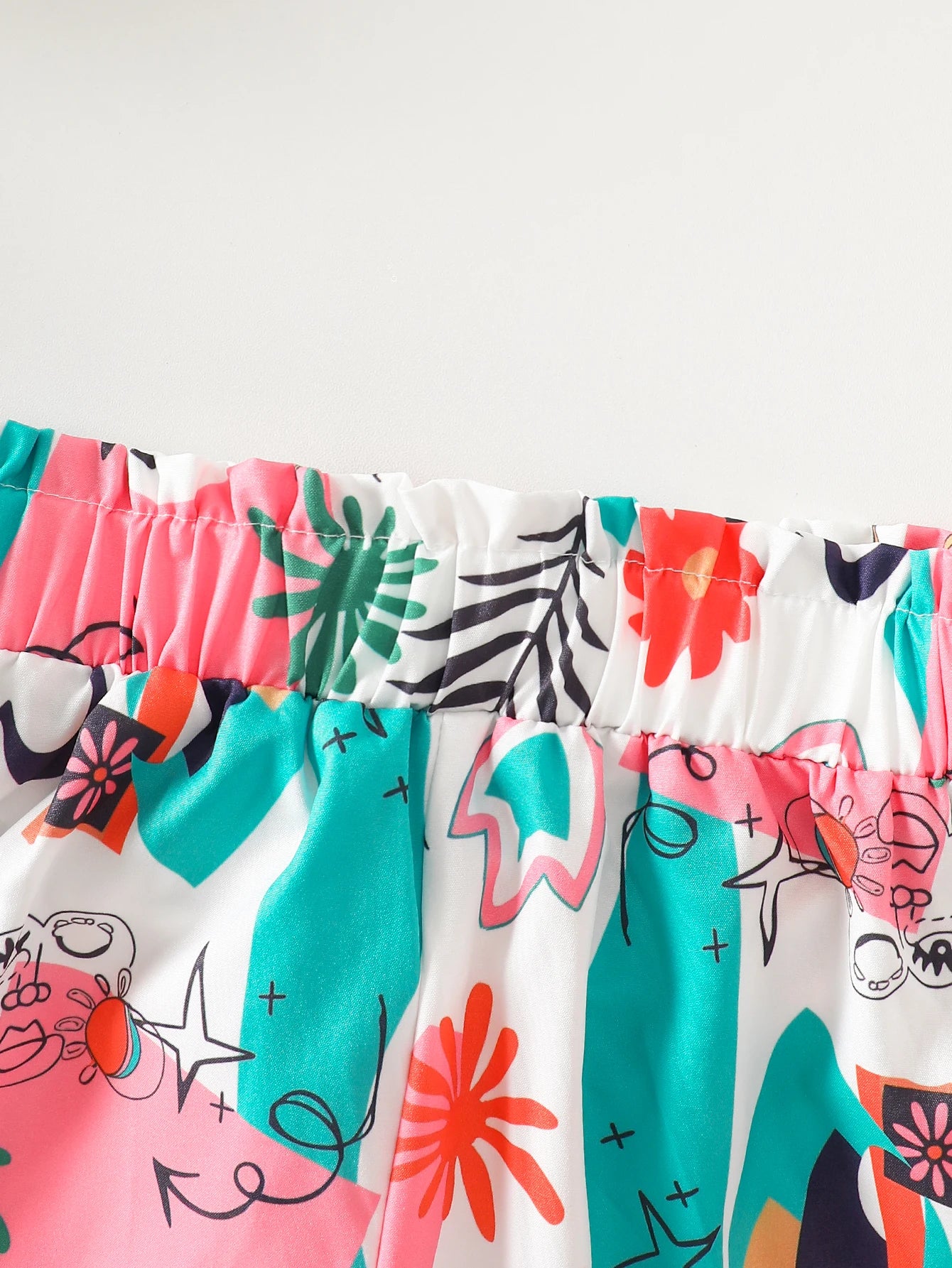 Summer Teenage Girls Clothing Set Off-Shoulder Ribbed Tank Tops and Printed Pants Two-Piece Sets for Kids Girl 6-14 Y