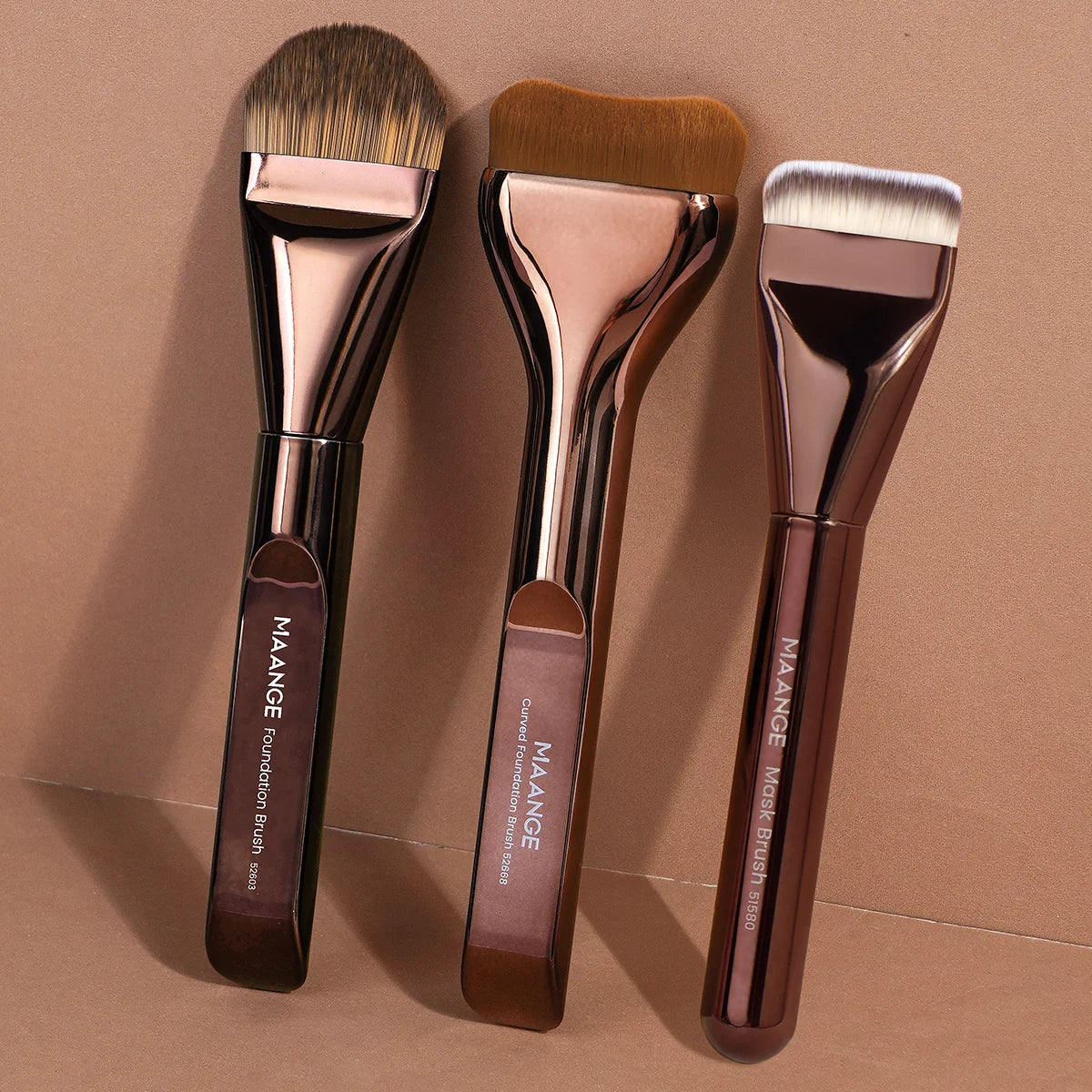 MAANGE 3pcs Makeup Brushes Aluminum Tube Makeup Brush Foundation Makeup Brush Thin Foundation Brush Kabuki Makeup Tools for Girl