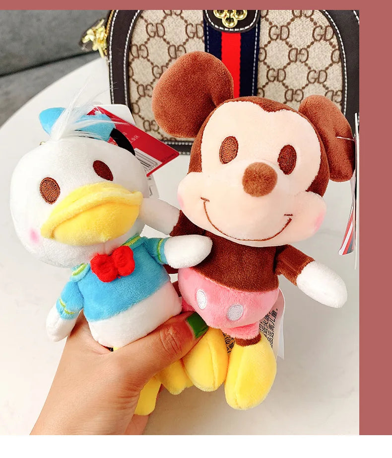 Cute Disney Mickey Mouse Minnie Plush Keychain Dolls Donald Duck Daisy Soft Stuffed Key Chain Toy