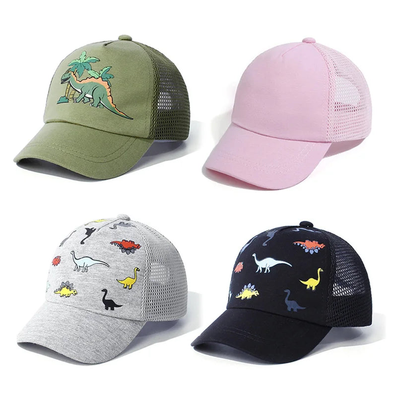 Summer Baby Boy Cap Dinosaur Mesh Kids Sun Hats for Girls Accessories Sports Travel Children Baseball Caps Adjustable 0-5Y