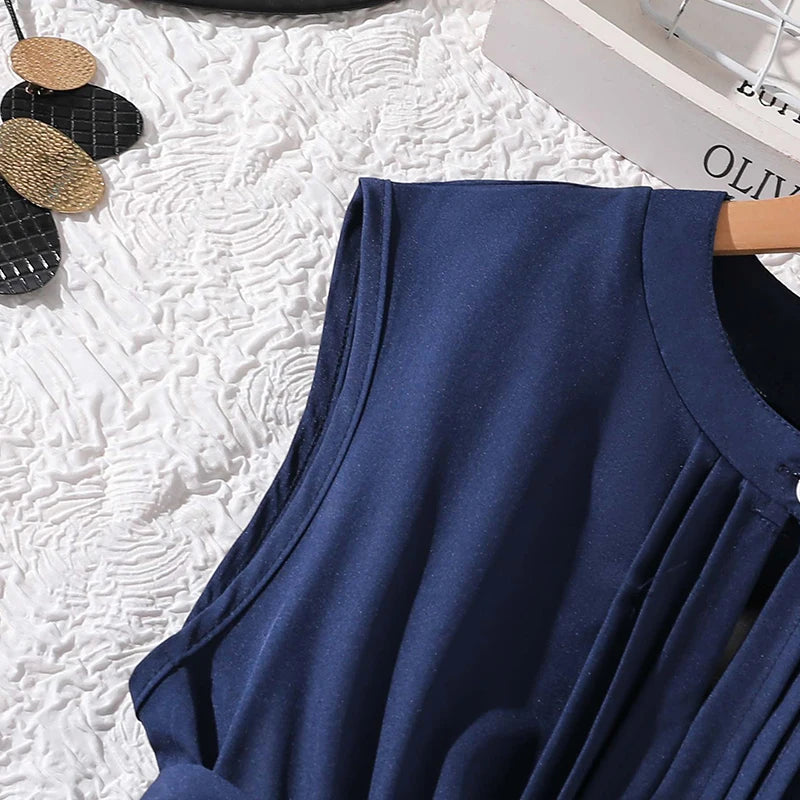 Girls 8-12 Fashion Dress, Solid Color Stand Collar Button A-Line Tiered Dress, Chic and Stylish for Daily Outings
