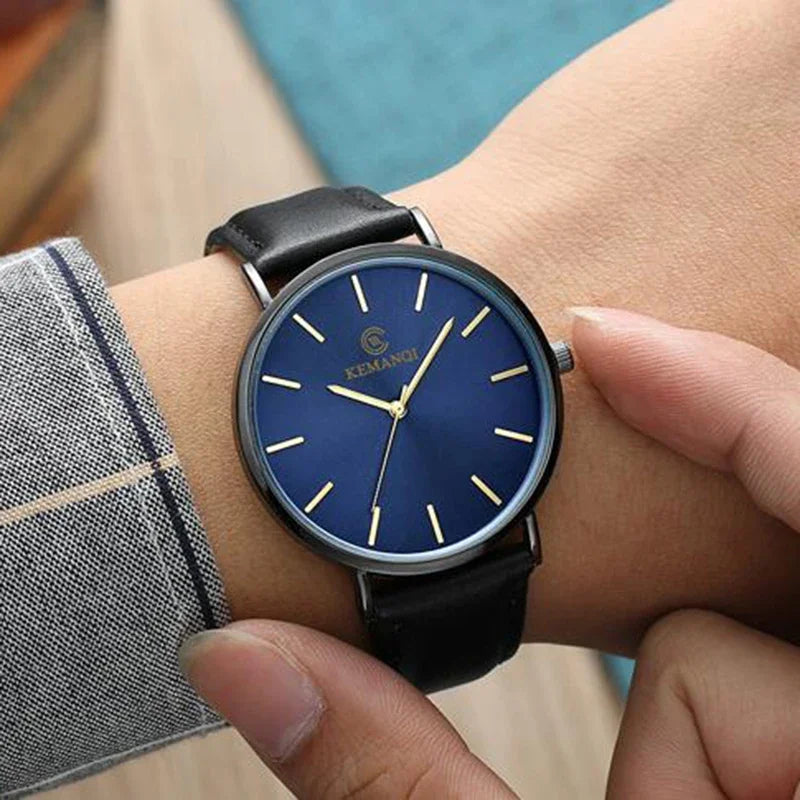 Fashion Men's Quartz Watches Thin Mens Watches Blue Glass Men Watch Men's Watch erkek kol saati reloj hombre Relogio Masculino