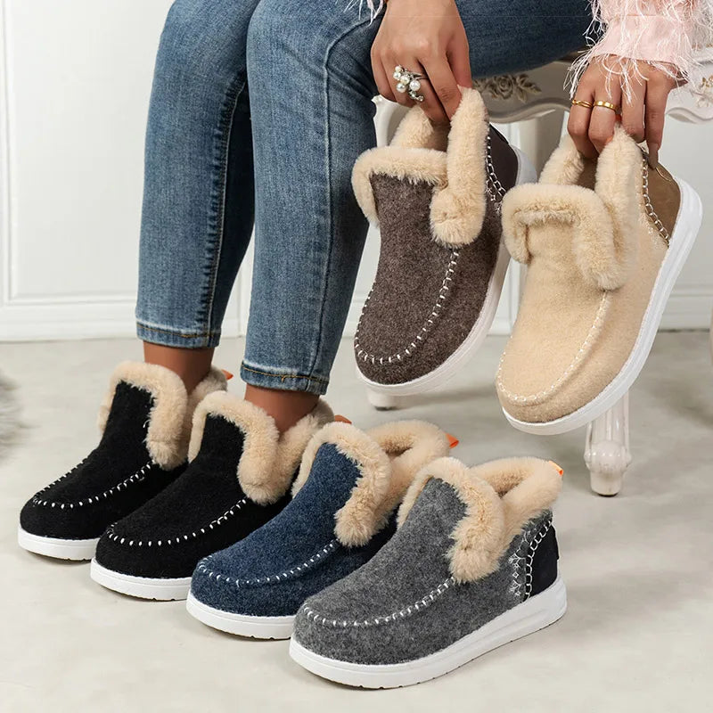 Boots 2025 Winter Shoes For Woman Fur Botas Mujer Casual Women's Ankle Boots Winter Footwear Female Rubber Snow Boots For Women