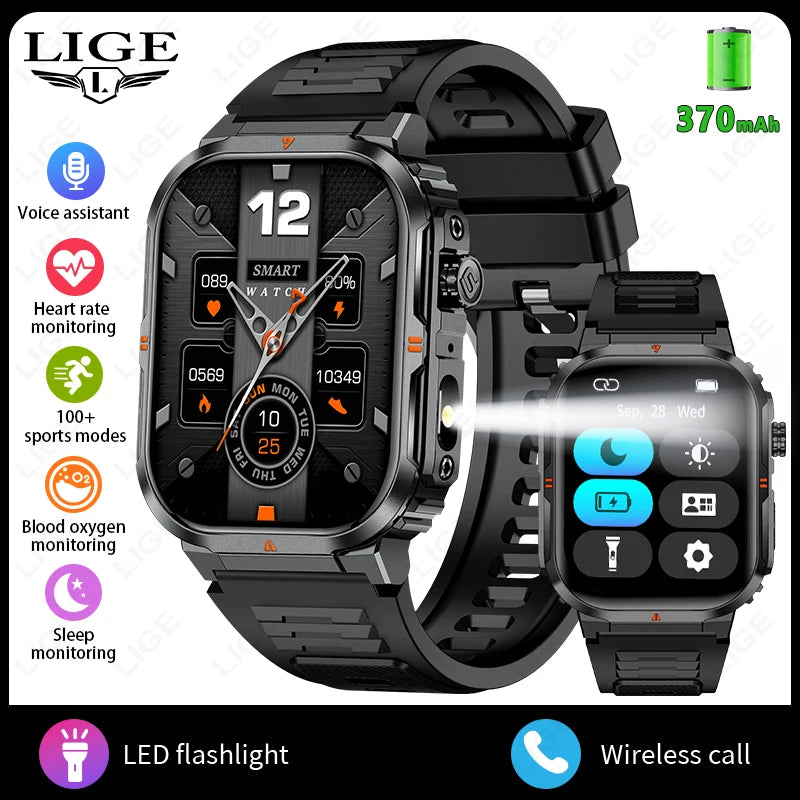 LIGE New Smart Watch For Men Women 2.01" HD Display Health Monitor Sport Fitness Watches AI Voice Bluetooth Call Smartwatch Men