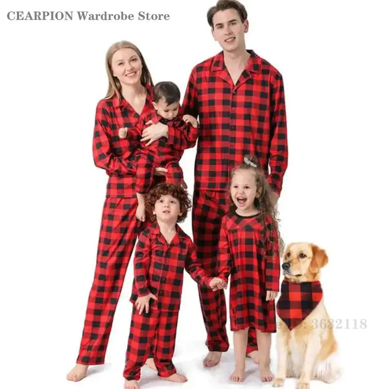 Christmas New Year's Pajamas Set Plaid Adults Kids Matching Sleepwear Spring Autumn New Home Wear Nightwear Family Pijama Mujer