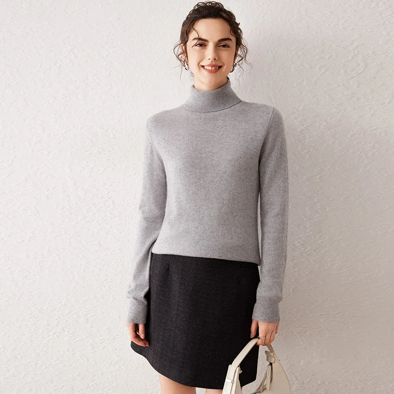 Ladies Sweater Cashmere Sweater Women Wool Turtleneck Knitwears 100% Cashmere Tops Long Sleeve Pullovers Jumpers Female Clothing