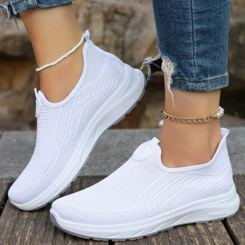 Women Shoes Mesh Casual Shoes Lightweight Slip on Tennis Shoes Fashion Soft Sole Loafers Flats Outdoor Plus Size Women Sneakers