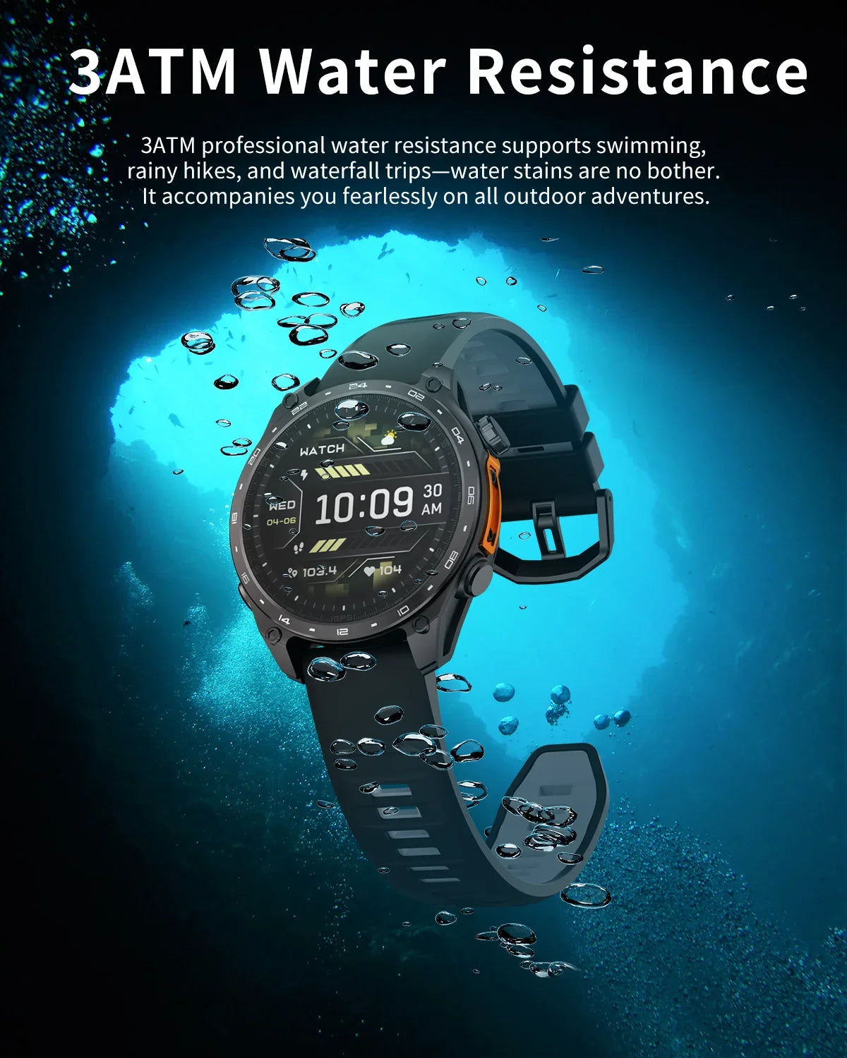2026 New Smart Watch for Men with Built in GPS Maps 100+ Sport Modes 3ATM Waterproof BT Call MP3 MP4 Playback Altitude Compass