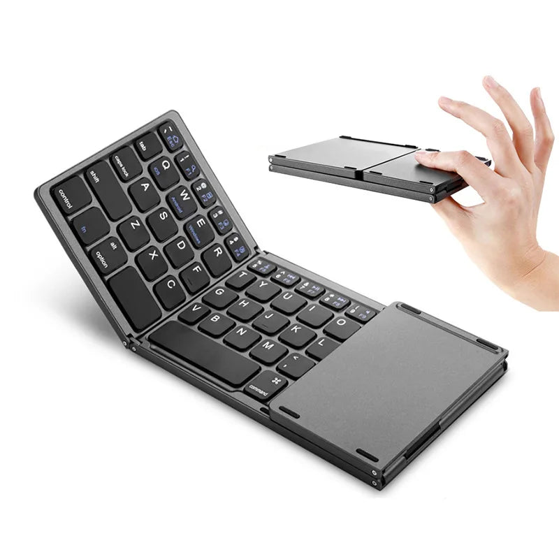 Mini Folding Keyboard Bluetooth Wireless Portable Universal Foldable Keyboard with Touchpad for Windows Android IOS Tablet iPad