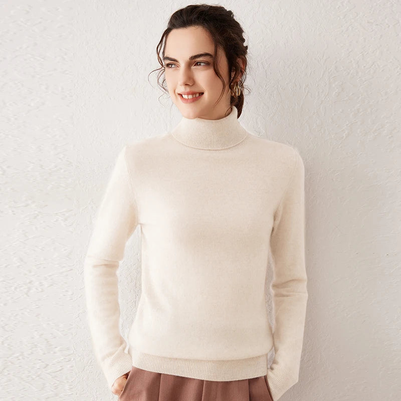 Ladies Sweater Cashmere Sweater Women Wool Turtleneck Knitwears 100% Cashmere Tops Long Sleeve Pullovers Jumpers Female Clothing