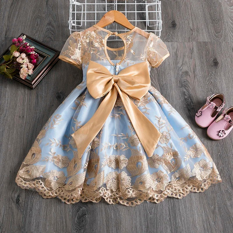 Snow White Princess Flower Dress for Baby Girls Kids Birthday Formal Gala Costumes Baby Girls Christmas Luxury Backless Clothes