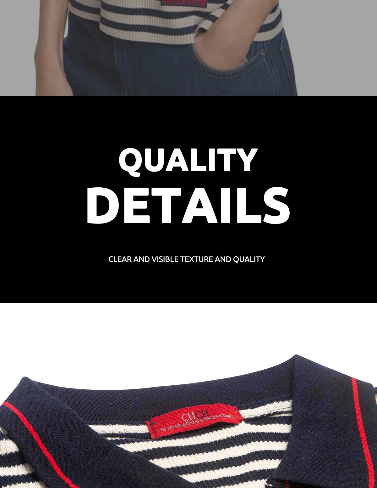CHCH Fashion Stripe Knitted Polo Neck T Shirt For Women Soft Chic Short Sleeve Casual Pullovers 2025 Summer New Lady Street Tops