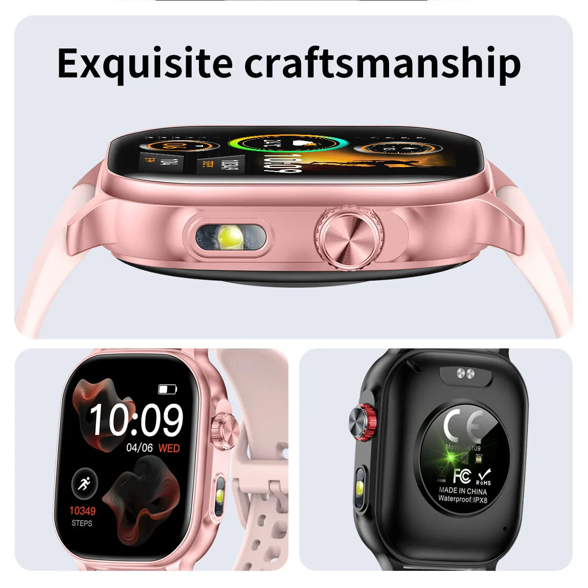 LIGE New Smart Watch Men Women 1400mAh Ultra Battery 2.01Inch HD Screen LED Flashlight IP68 Waterproof Bluetooth Call SmartWatch
