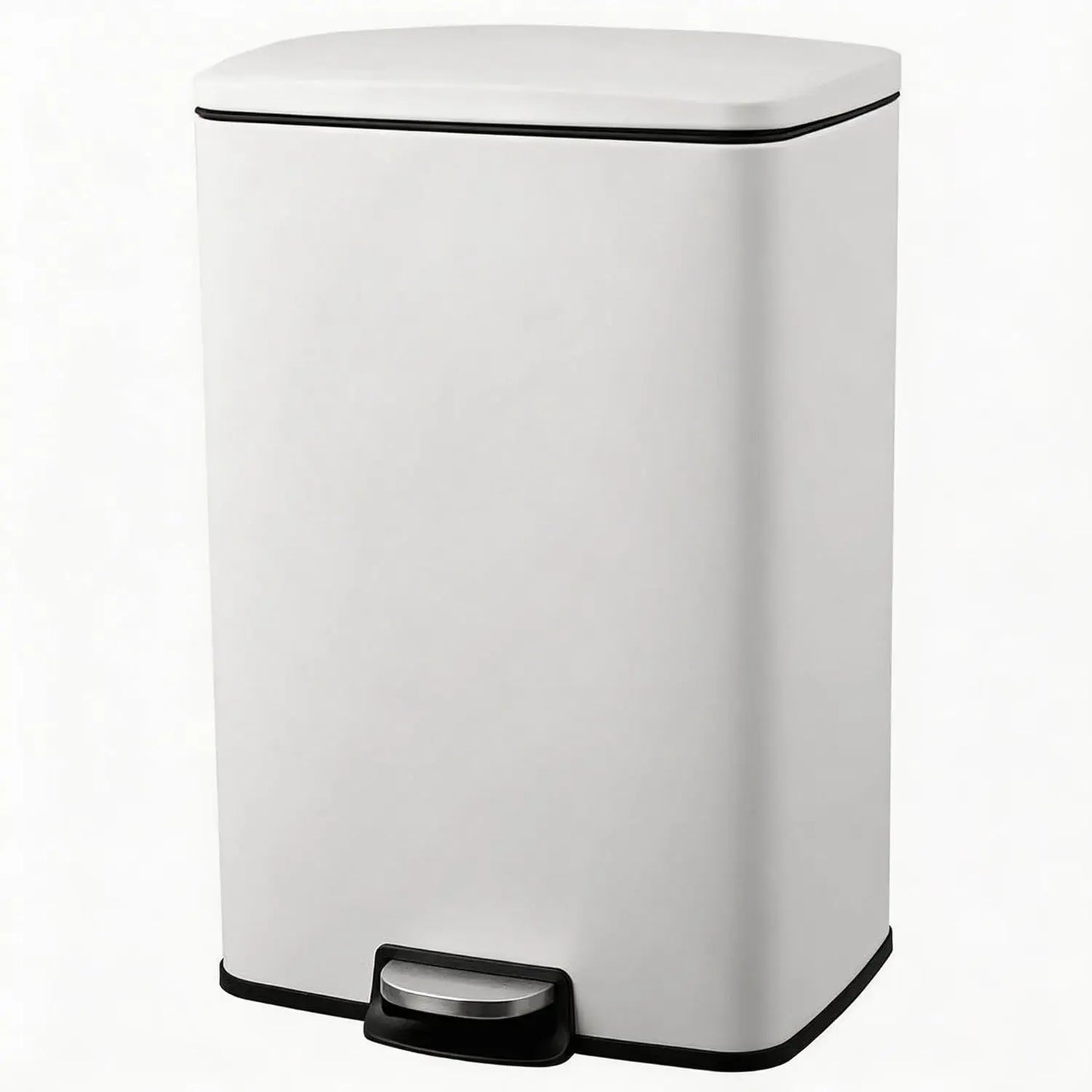 Fingerprint-Proof 13 Gal Pedal Trash Bin Stainless Steel Kitchen Wastebasket Removable Liner Quiet Lid For Office Garage