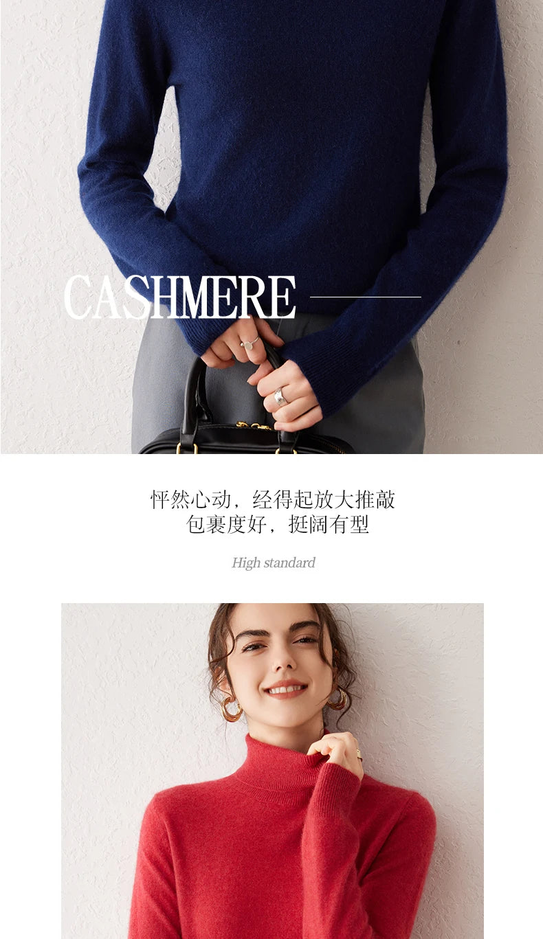 Ladies Sweater Cashmere Sweater Women Wool Turtleneck Knitwears 100% Cashmere Tops Long Sleeve Pullovers Jumpers Female Clothing