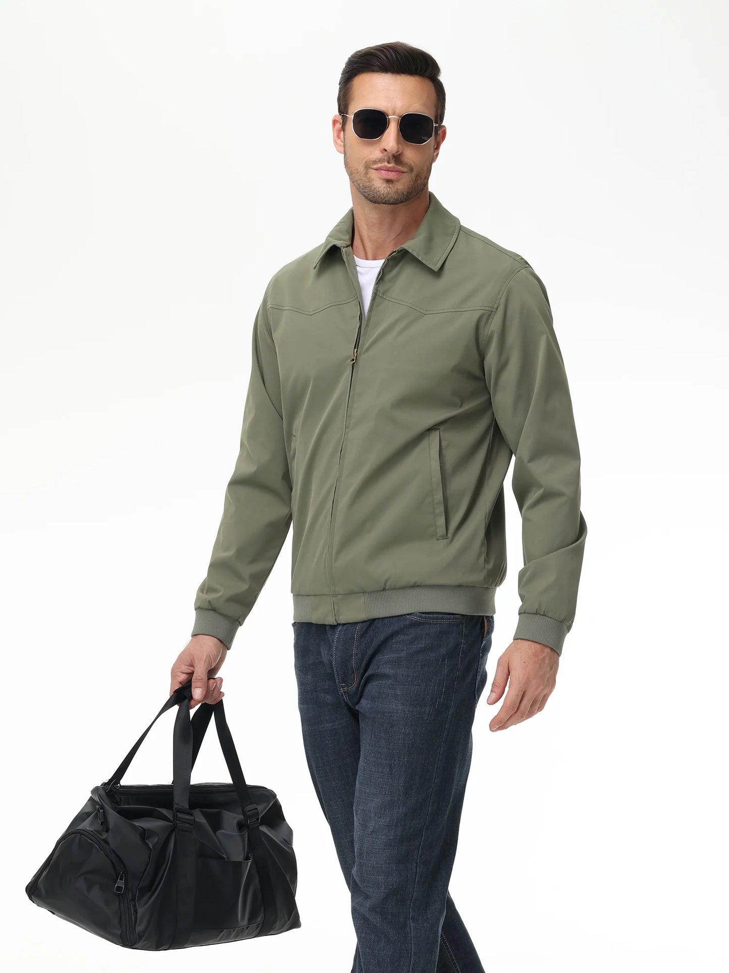 Mens Business Casual Jacket, Windbreaker Waterproof Fashion Coat, Cargo Jacket for Daily Outdoor Travel Autumn Winter