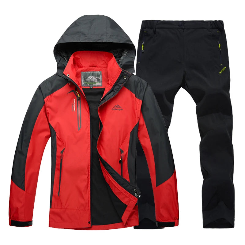 Trekking Outdoor Jackets for Men Autumn Classic Waterproof Rain Coats Hooded Camping Man's Rainwear Hiking Jacket and Pants