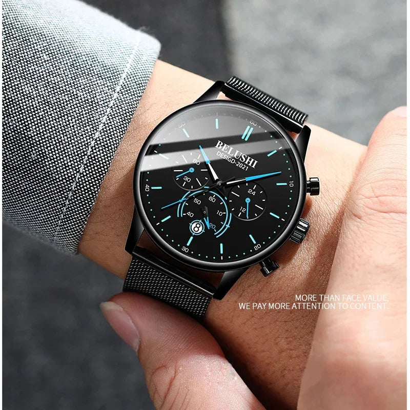 BELUSHI 2024 New Fashion Mens Watches Top Luxury Brand Sport Quartz Luminous Waterproof Chronograph Wristwatch Mens Watches