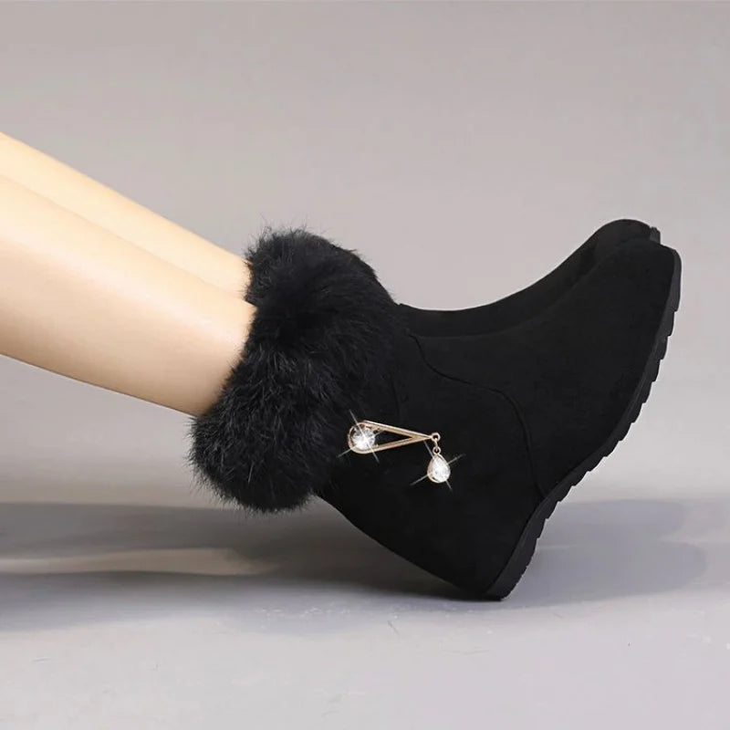 2025 Winter New Style Thickened Platform Snow Boots for Women Fleece-Decorated, Dual-Purpose (Commute & Casual) Warm Ankle Boots