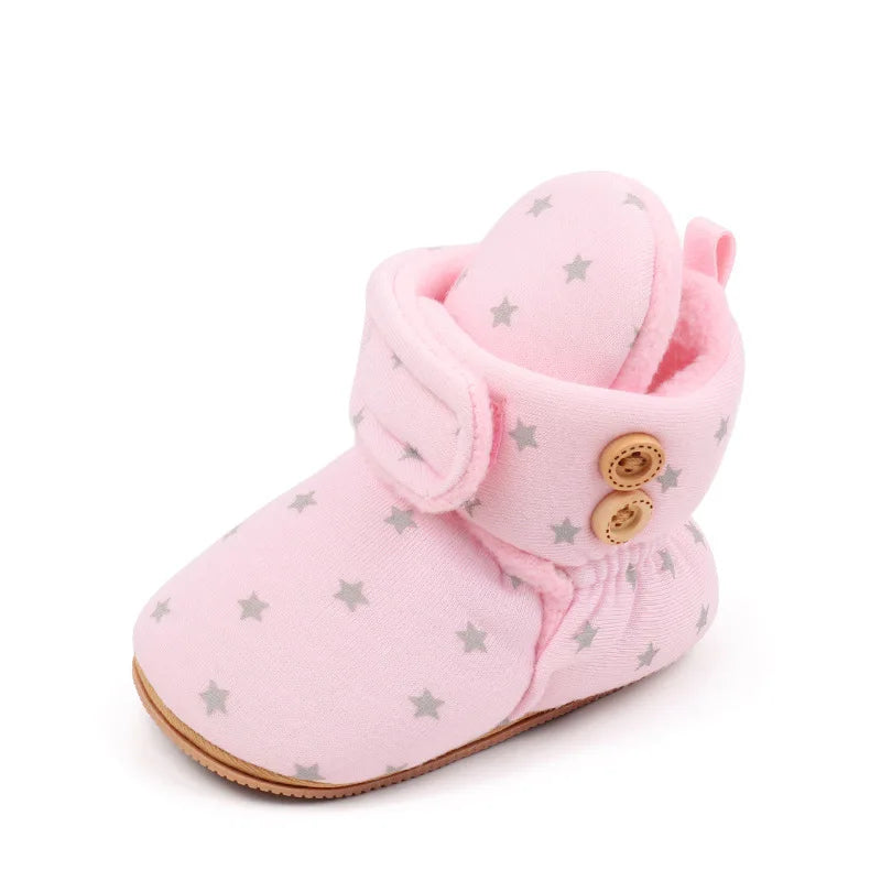 2024 Winter Baby Boots, Infant Girls Boys Warm Fashion Solid Shoes with Fuzzy Balls First Walkers Kid Shoes 0-18M High Quality