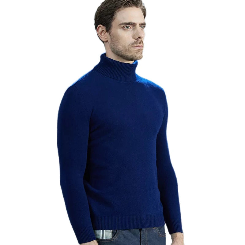 Men Knitted Sweaters Cashmere Sweater 100% Merino Wool Turtleneck Long-Sleeve Thick Pullover Winter Autumn Male Jumpers Clothing