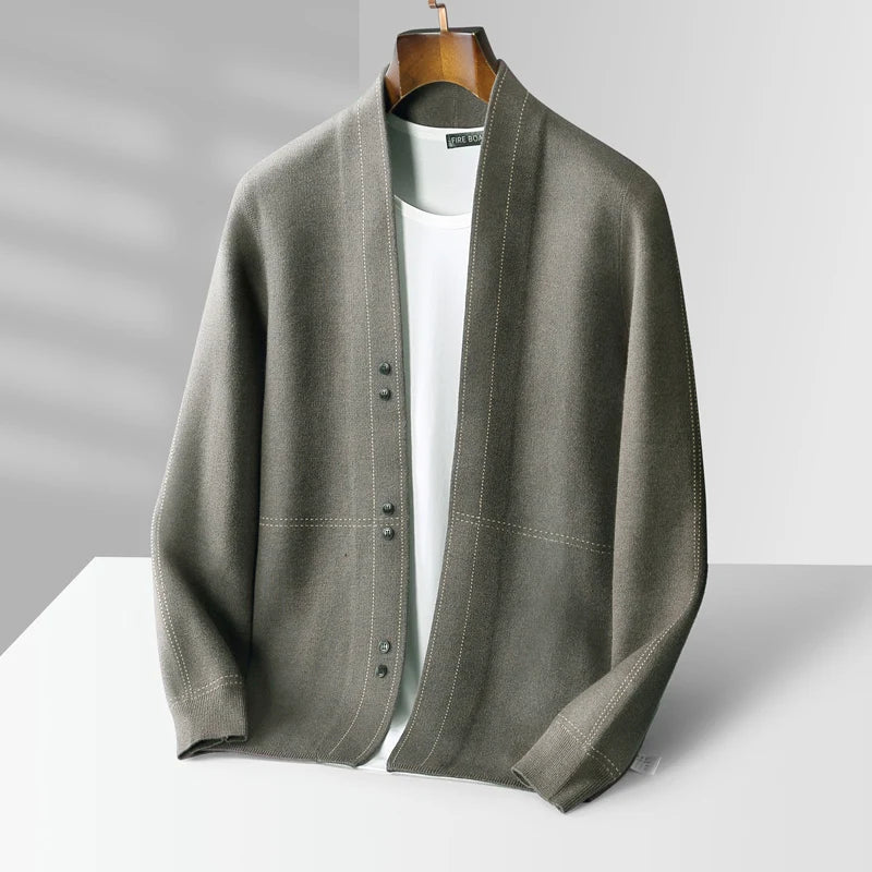 Fall/Winter New Men's Wool Cardigan Jacket Knitted Outer Cashmere Sweater Men's Wear