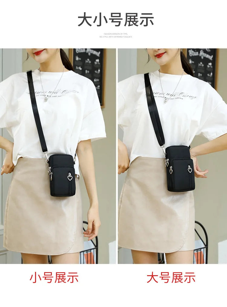 Waterproof Nylon Mobile Phone Versatile Mini Bag Purses Women's Shoulder Cross Body Messenger Bag