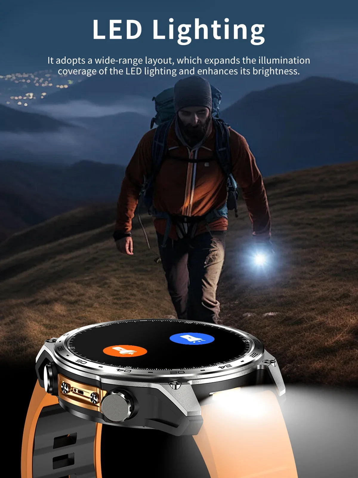 2026 New Smart Watch for Men with Built in GPS Maps 100+ Sport Modes 3ATM Waterproof BT Call MP3 MP4 Playback Altitude Compass