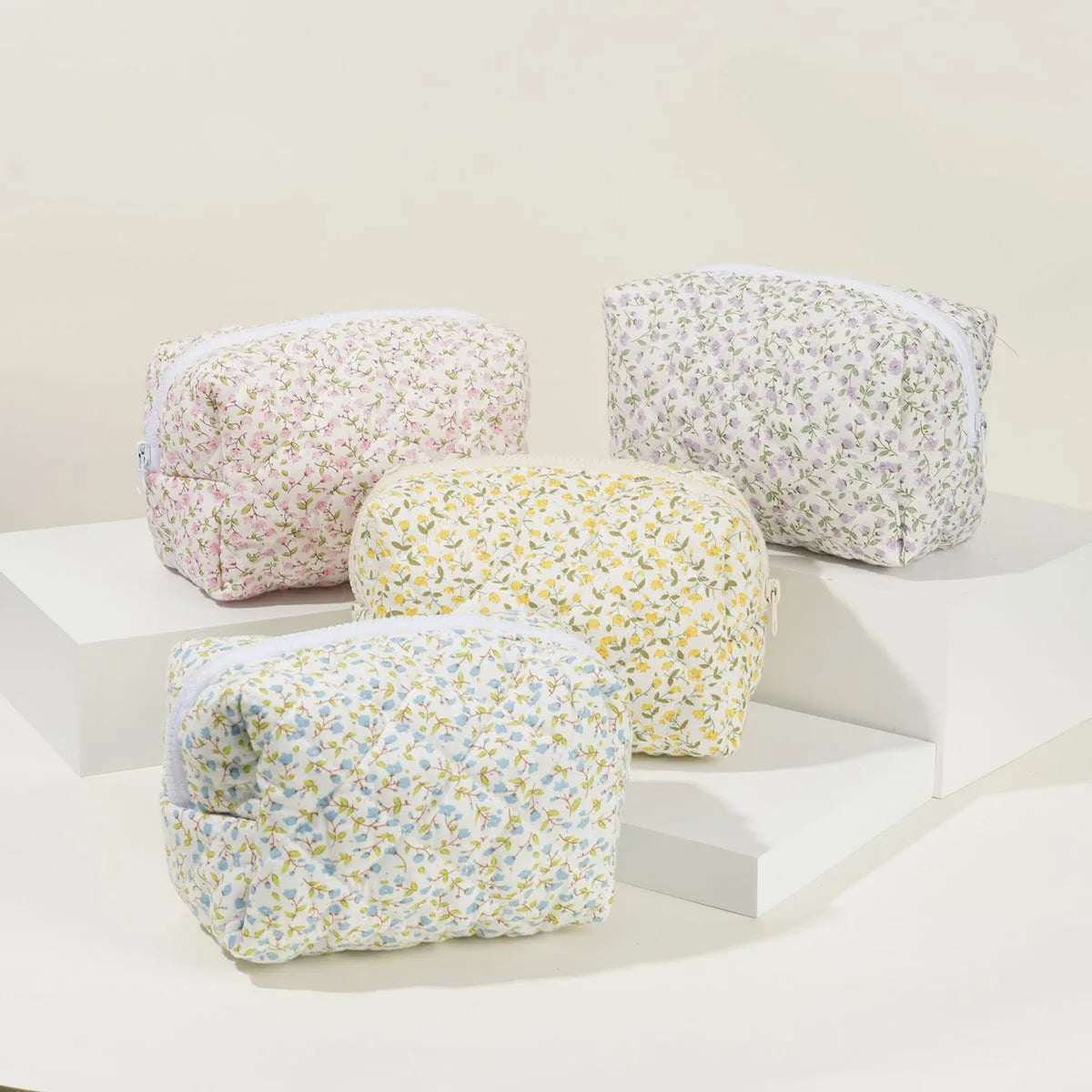 Large-Capacity Cotton Floral Quilted Makeup & Toiletry Storage Bag