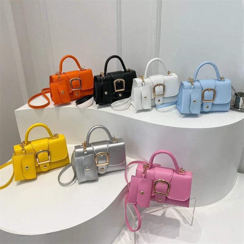 7 Color Pu Leather Ladies Brand Shoulder Bag With Coin Purse Crossbody Small Phone Bag Female Flap Messenger Bag Silver