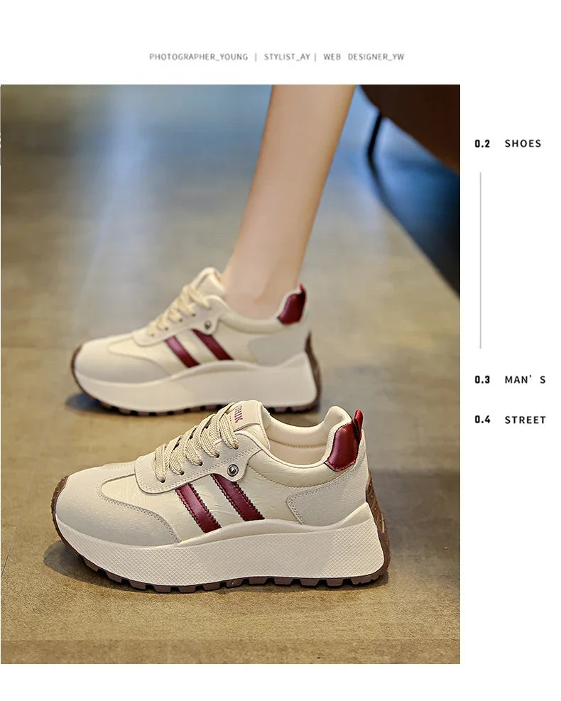 Moipheng Women Shoes Breathable Lace Up Platform Sneakers Lightweight Outdoor Training Sport Shoes Casual Running Sneaker Tenis