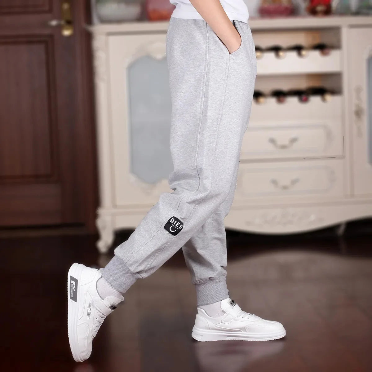 4-18T Boy Clothes Casual Pants for Summer New Teenager Sweatpants Elastic Solid Letters Print Loose Children Trousers