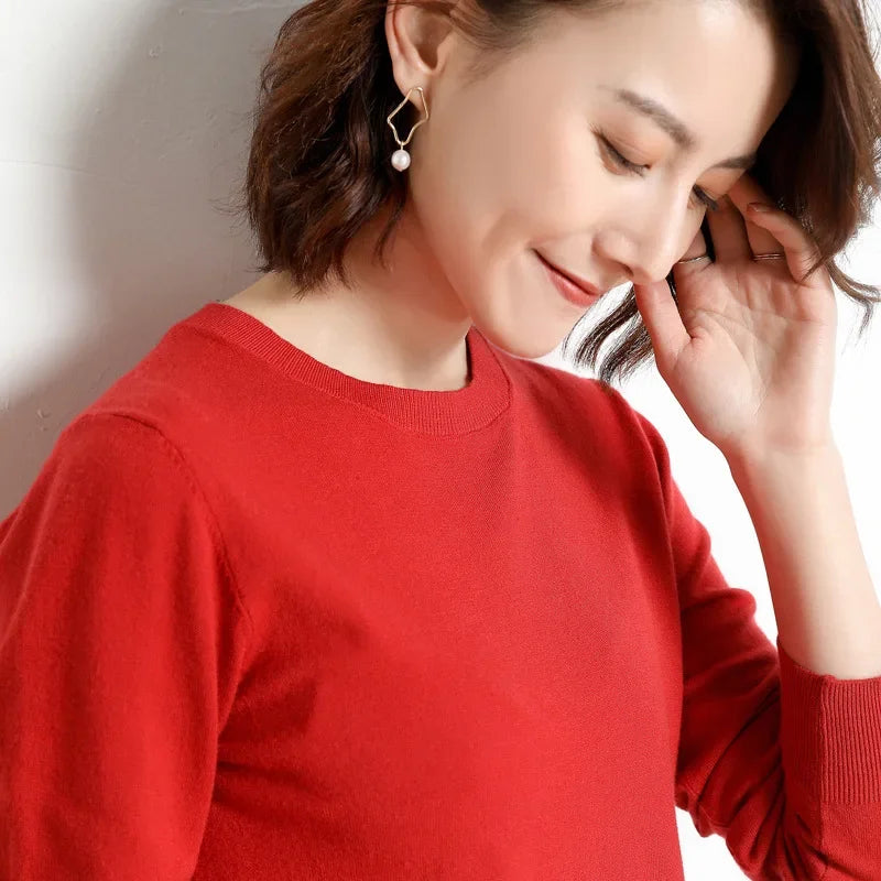 Women Sweater O-neck Autumn Winter Basic Pullover Warm Casual Pulls Jumpers Korean Fashion Spring Knitwear Bottoming Shirt 2025