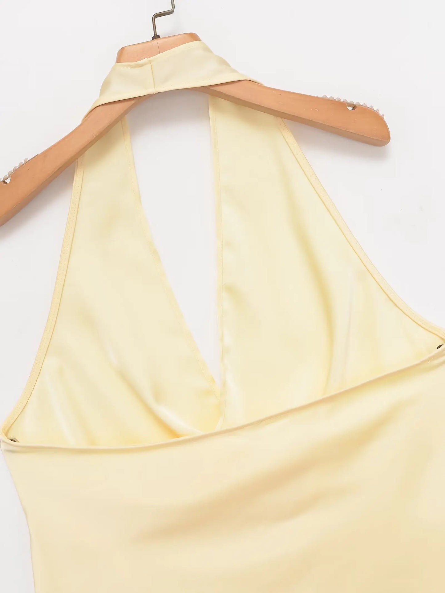 HH Women Fashion Halter Tops Draped Asymmetrical Hem Elegant Satin Sleeveless Summer Vest Female Casual Party Polka Dot Tops