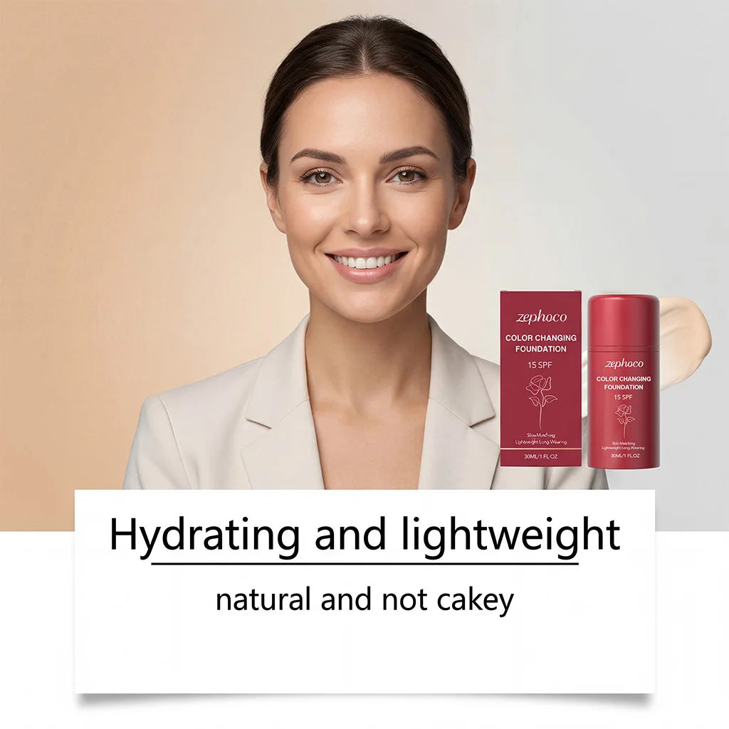 Temperature-Changing Protective Foundation, Hydrating & Sheer, Lightweight & Flawless, Portable for Daily Natural Base Makeup